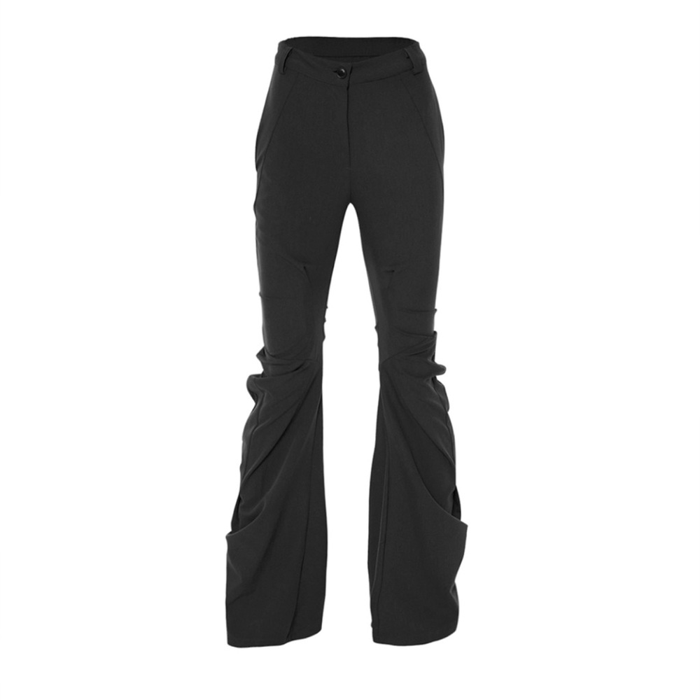 Korean brand FlareUp black asymmetrical drape pants